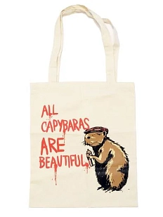 Сумка шоппер с капибарой, белый