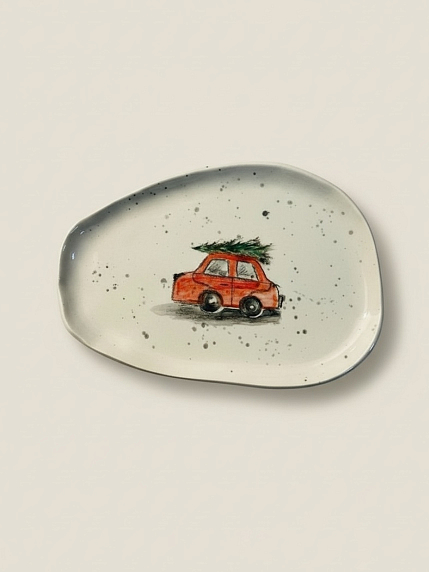 Блюдце ручной работы, «Машинка», керамика, 17 см, фото 1.