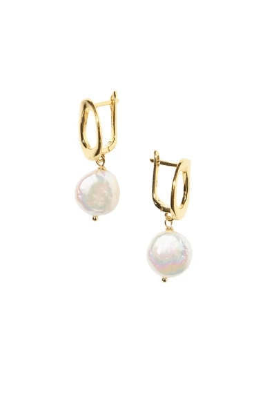 Серьги-конго «Old Money», родированная латунь, перламутр, фото 2.