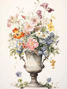 Постер интерьерный DARI DARI «Цветы в садовой вазе», А4