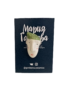 Брошь ручной работы Мария Гордеева «Лицо человека», керамика