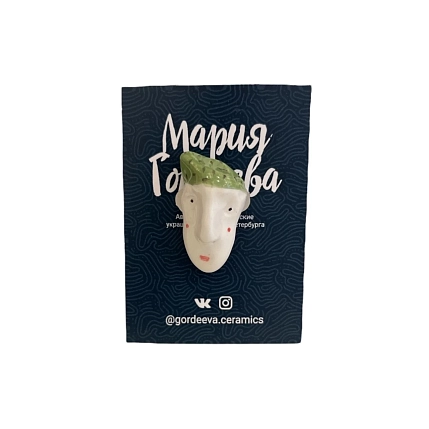 Брошь ручной работы Мария Гордеева «Лицо человека», керамика, фото 1.