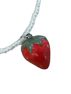 Подвеска ручной работы из бисера «Клубника», керамика