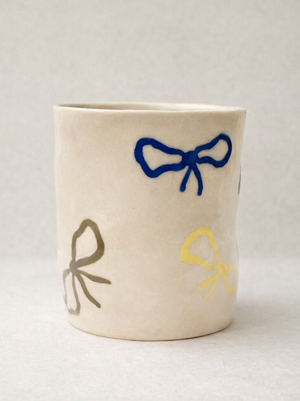 Стакан ручной работы мятый «Бантики», полуфарфор, 350 мл, фото 2.