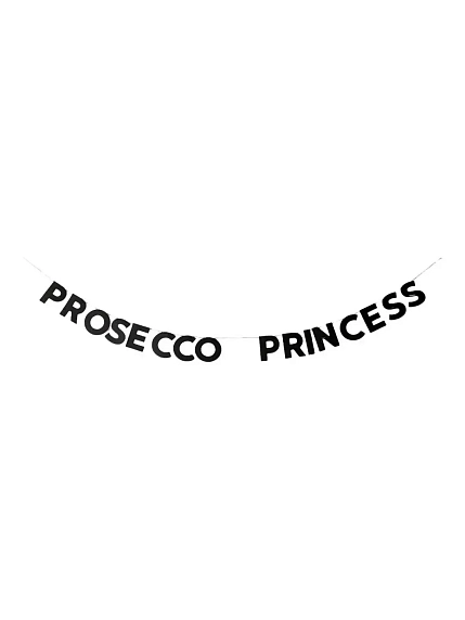 Бумажная гирлянда из букв Tak.sebe.prazdnik «PROSECCO PRINCESS», чёрная, картон, 240 г/м², фото 1.