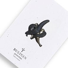 Брошь ручной работы Bulygin «Банан», фарфор, чёрно-серебристая