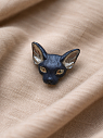 Брошь ручной работы Bulygin «Кошка», фарфор, чёрно-серебристая, превью фото 2