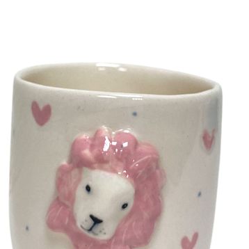 Стакан ручной работы Мария Гордеева Лев, бело-розовый, керамика, 350 мл, фото 2.