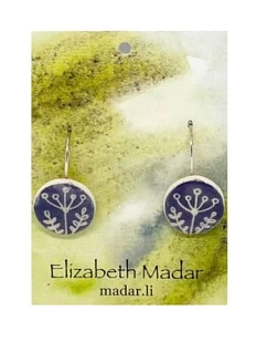 Серьги Elizabeth Madar с цветочным орнаментом, круглые, керамика, синие