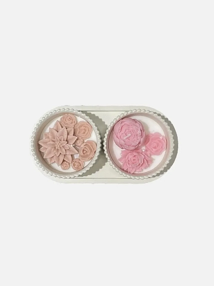 Подарочный набор с двумя шкатулками с цветочными свечами, фото 7.