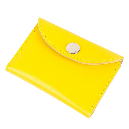 Cкладной кошелек-визитница ручной работы, Kokosina bags, натуральная кожа, жёлтый, фото 1.