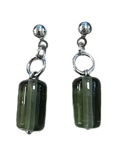 Серьги-гвоздики Керко «Набережная реки Карповки», стекло