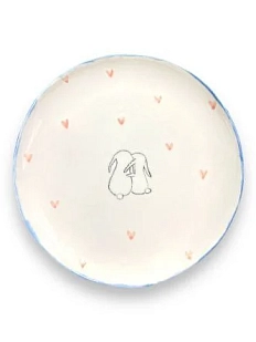 Тарелка ручной работы «Влюбленные зайцы», керамика, 18 см