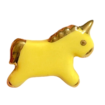 Брошь ручной работы «Единорог», жёлтая, фарфор, фото 1.