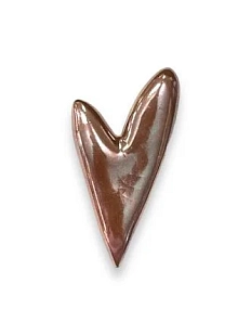 Брошь ручной работы КерамЕлКа «Длинное сердце», бронзовая, керамика