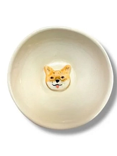 Пиала ручной работы АН2К с фигуркой внутри Сиба-ину, керамика, 10 см