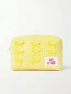 Косметичка ручной работы АМИ (Ami lé sac) «Moyen», жёлтая клетка с бантиками