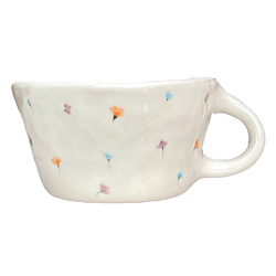 Чашка для чая ручной работы Цветочки разноцветные, керамика, 250 мл