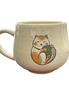 Кружка ручной работы Керемет «Котик с клубочком», керамика, 300 мл