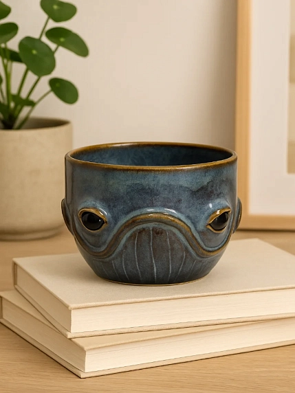 Кружка ручной работы «Кит», синяя, керамика, 300 мл, фото 3.