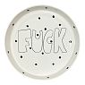 Тарелка ручной работы с бортиком «F**k», 19 см, белая, фарфор, превью фото 1