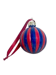 Ёлочный шар ручной работы, красно-синий, 4 см