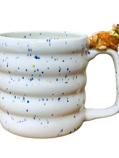 Кружка ручной работы Маковка с фигуркой на ручке «Котик», белая, 180 мл