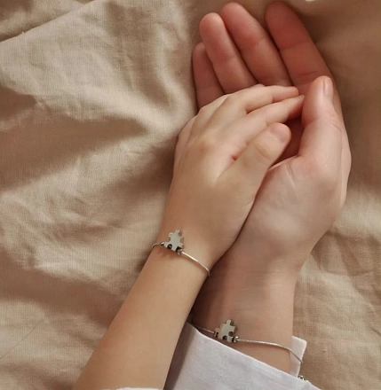 Браслет-змейка ручной работы с пазлом, нержавеющая сталь, фото 2.