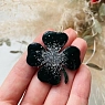 Брошь ручной работы «Клевер», чёрная с серебристыми блестками, дерево, превью фото 2