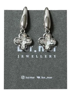 Серьги-конго Бур.Мур «Clover», родированная латунь, фианиты