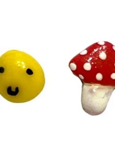 Серёжки-гвоздики Радость Рядом «Смайлик и мухомор», полимерная глина