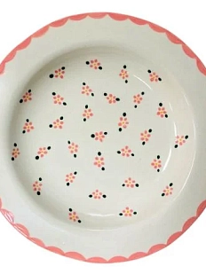 Тарелка ручной работы Slowday Ceramics с розовыми цветочками «Винтаж», керамика, 20 см