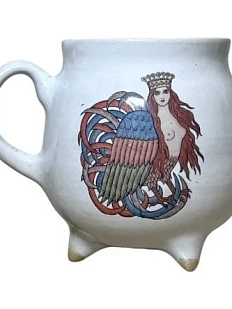 Кружка-котелок ручной работы Керумбия на ножках «Гамаюн», белая, керамика, 400 мл