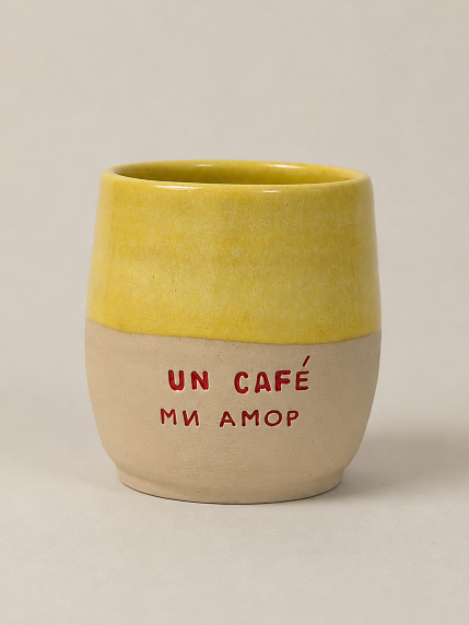 Стакан ручной работы Молис Керамика с надписью «Un cafe ми амор», керамика, 300 мл, фото 1.