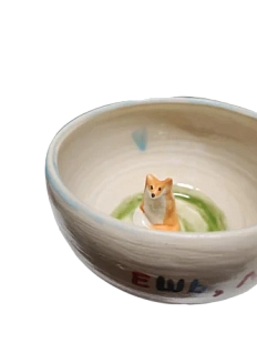 Кружка ручной работы с фигуркой лисички внутри и надписью «Ешь, молись, люби», керамика, 350 мл