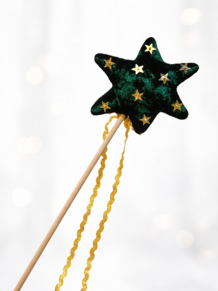 Волшебная палочка БУКА «Воссияй», изумруд с золотыми звёздами, 25 см, фото 1.