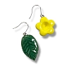 Серьги КерамЕлКа «Лепесток и жёлтый цветок», керамика, превью фото 2
