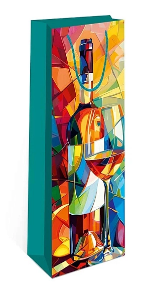 Пакет подарочный под бутылку Вино. Витраж, фото 1.