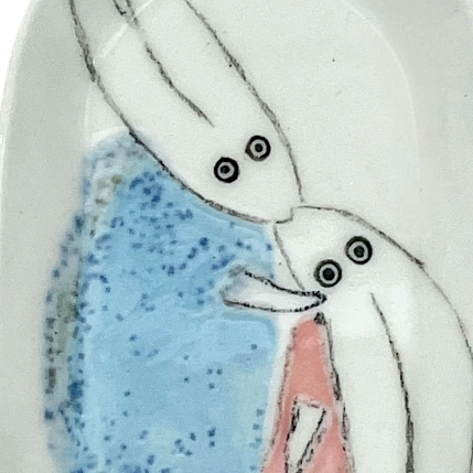 Блюдце ручной работы Катибо Зайки, керамика, 14 см, фото 2.