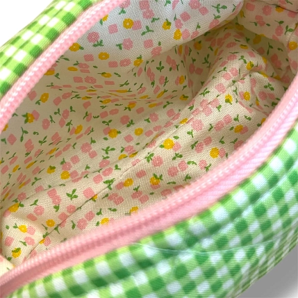 Косметичка ручной работы АМИ (Ami lé sac) «Bebesss», зелёная клетка, фото 4.