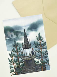 Открытка «Башня на берегу озера», Спешилова Анна