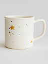 Кружка ручной работы с объёмными золотыми звёздочками, белая, фарфор, 450 мл, превью фото 1