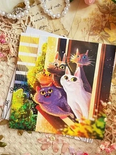 Открытка Лавкот «Весёлая компания в окошке», 11 х 11 см