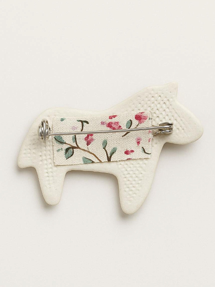 Брошь ручной работы Лошадка с сердечком, красная, керамика, фото 2.