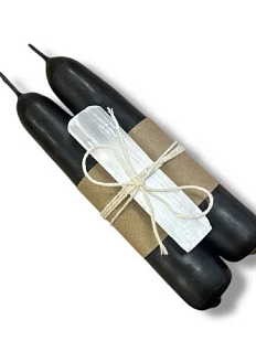 Свечи с селенитом, чёрные