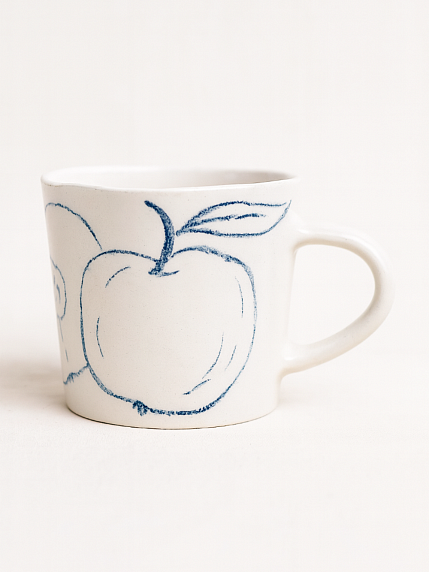 Кружка ручной работы с рисунком «Яблоко», полуфарфор, 370 мл, фото 1.