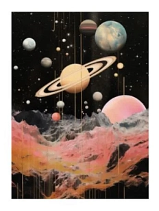 3D Стикер на телефон «Планеты», чёрный, объёмный