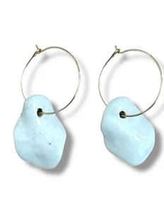 Серьги на кольцах Катя Вебер "Лепестки", керамика, белые