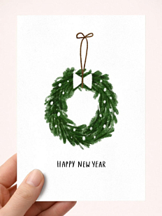 Постер интерьерный Оксана Степова с новогодним венком «Happy New Year», А2