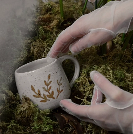 Кружка ручной работы Ловетанн керамика круглая «Веточки», керамика, 400 мл, фото 4.